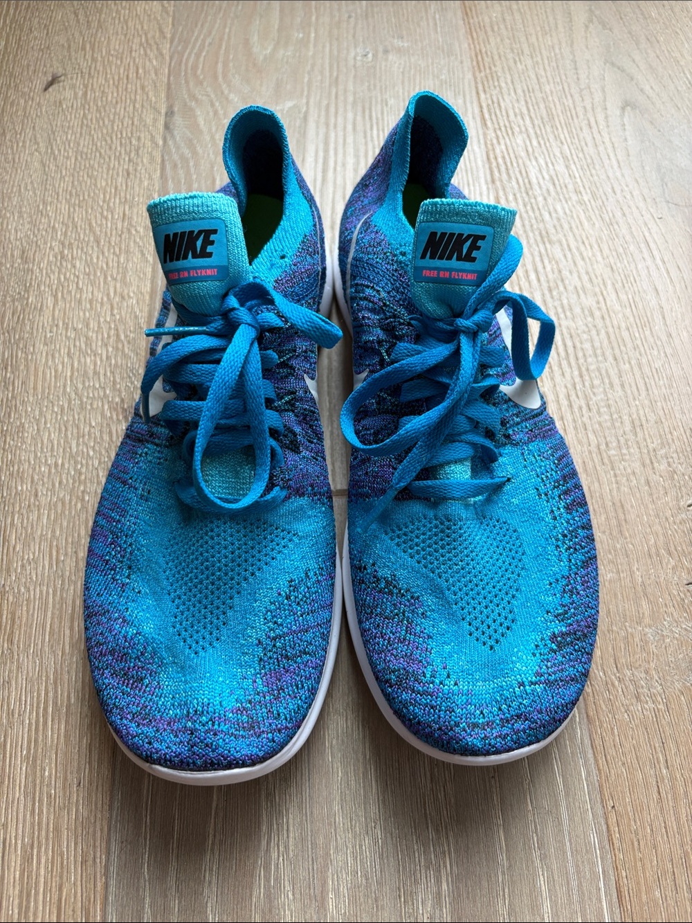 Nike Women’s Free RN Flyknit Shoes - Teal / Blue / Purple